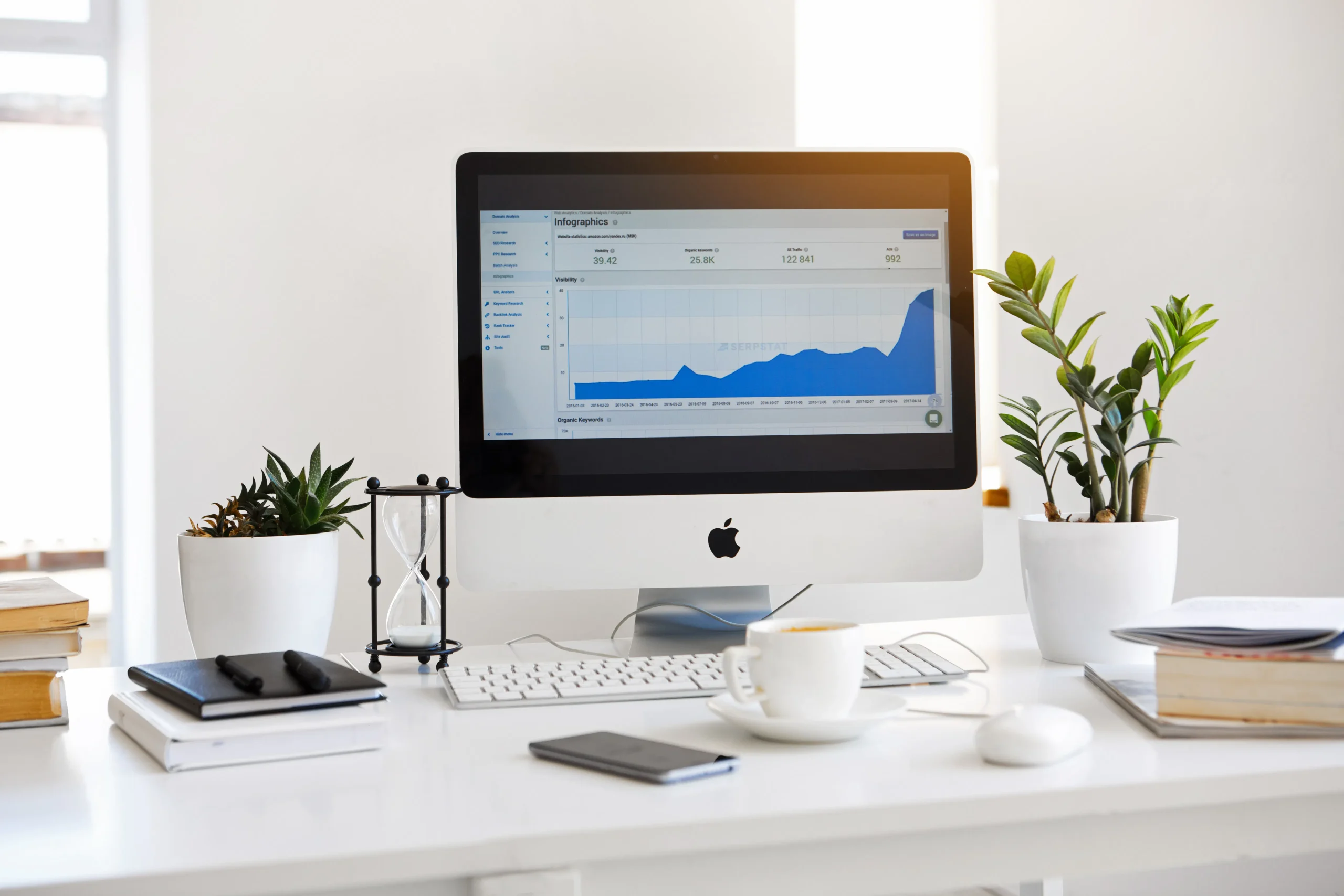 A dashboard displaying SERP analytics, highlighting key metrics such as ranking positions, click-through rates, and featured snippet appearances.