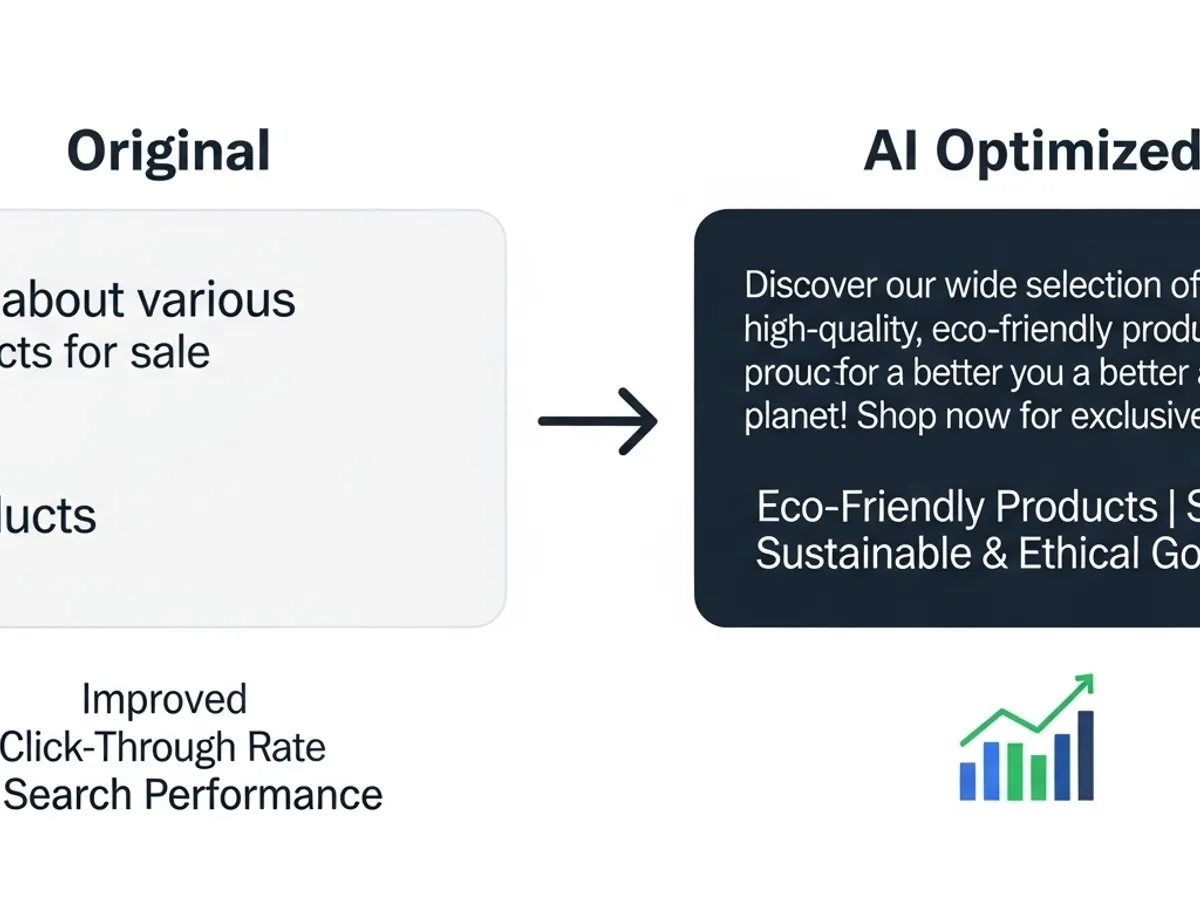 Comparison of original content and AI-optimized content, highlighting improved click-through rate and search performance through content optimization using AI for writers.