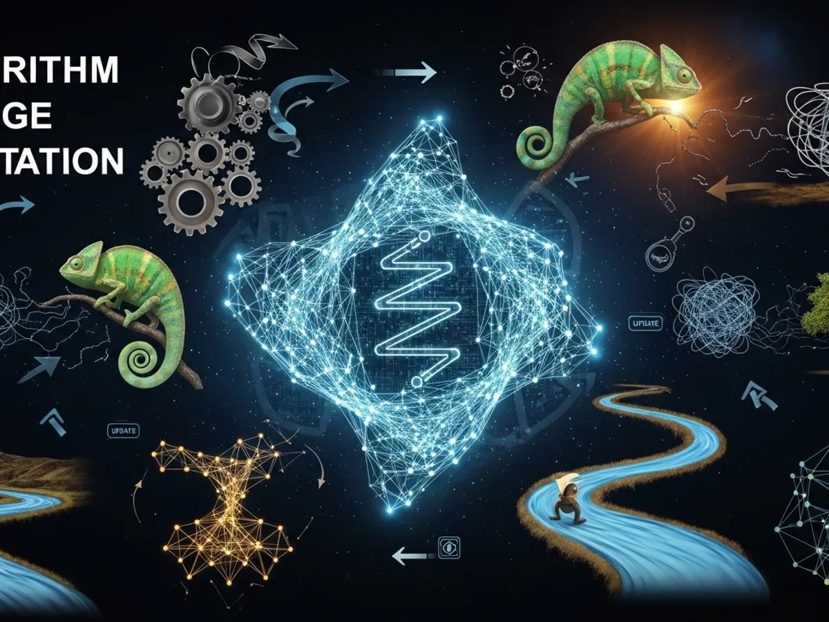 Algorithm image adaptation illustration, showcasing how search engine optimisation algorithms adapt and update to improve content creation and organic traffic.