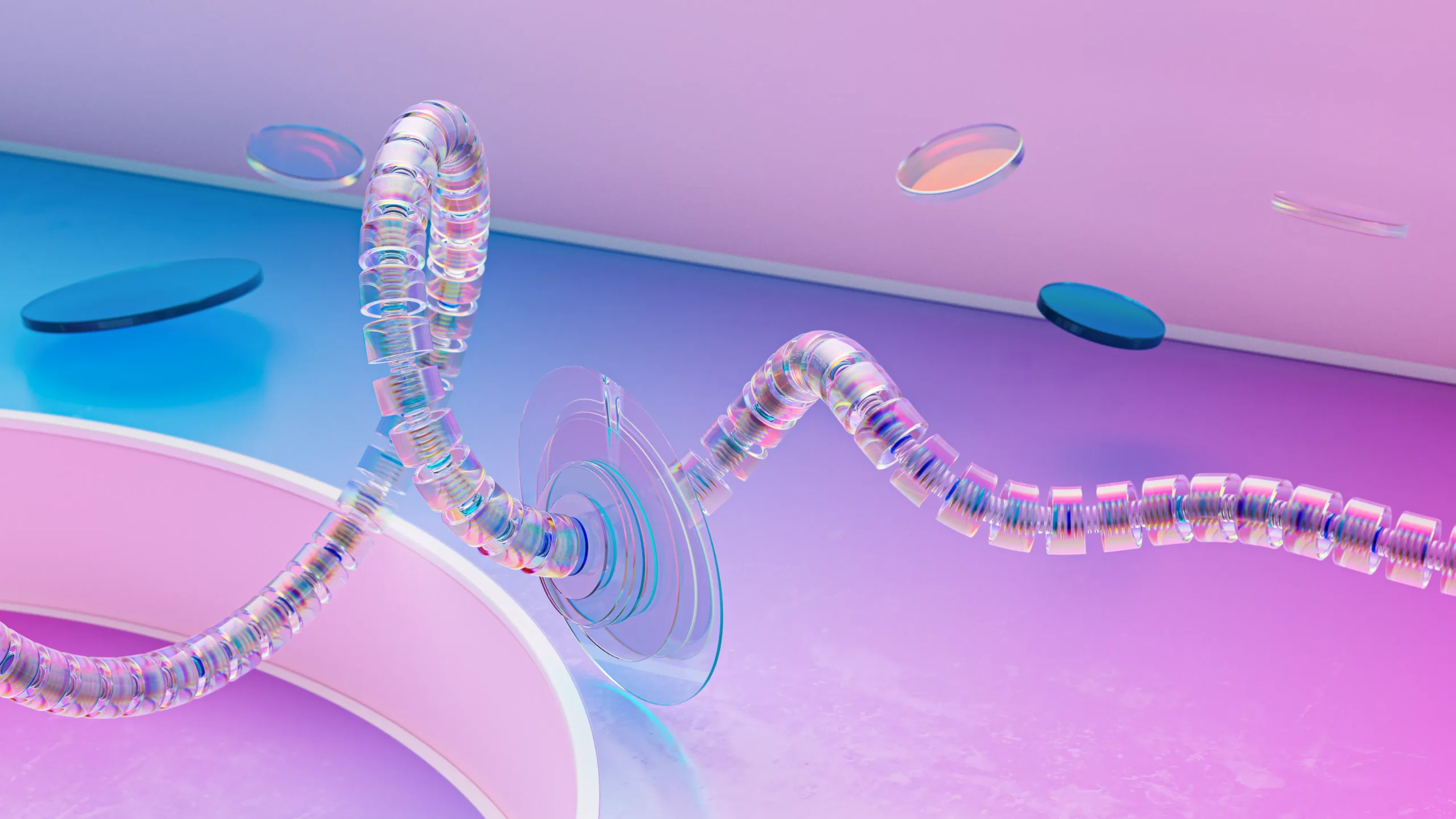 Abstract 3D render of an intricate, transparent tubing system, showcasing a futuristic design concept unrelated to AI writing tools or SEO content.