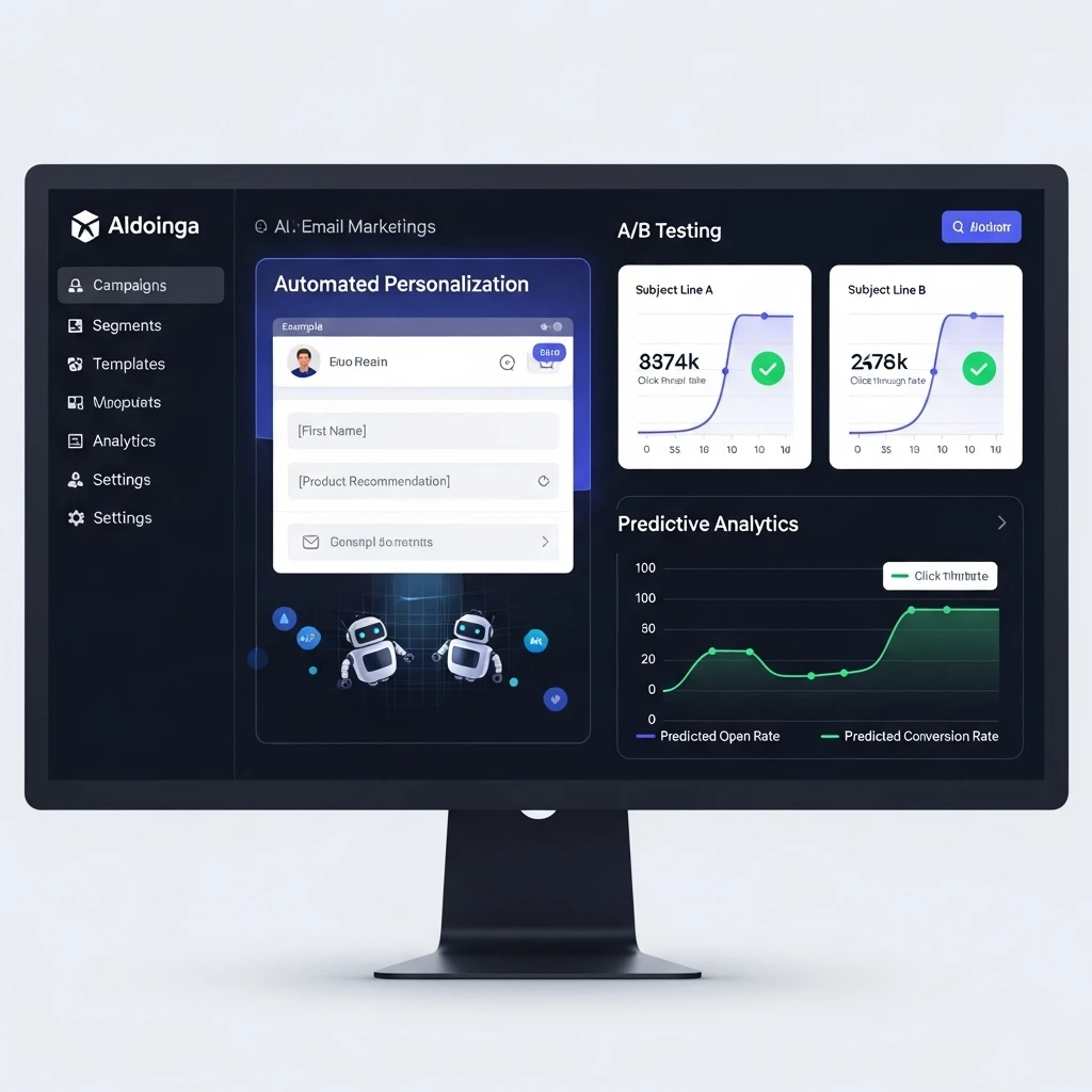 AI SEO tool dashboard showing automated personalization and predictive analytics.