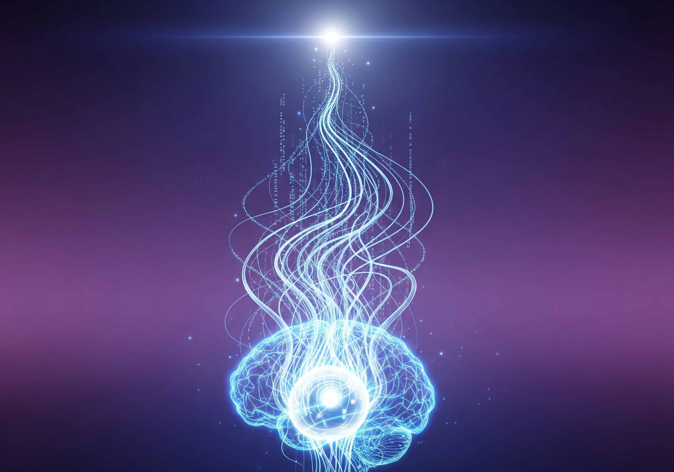 Abstract brain with glowing lines, symbolizing AI-powered SEO content writer.