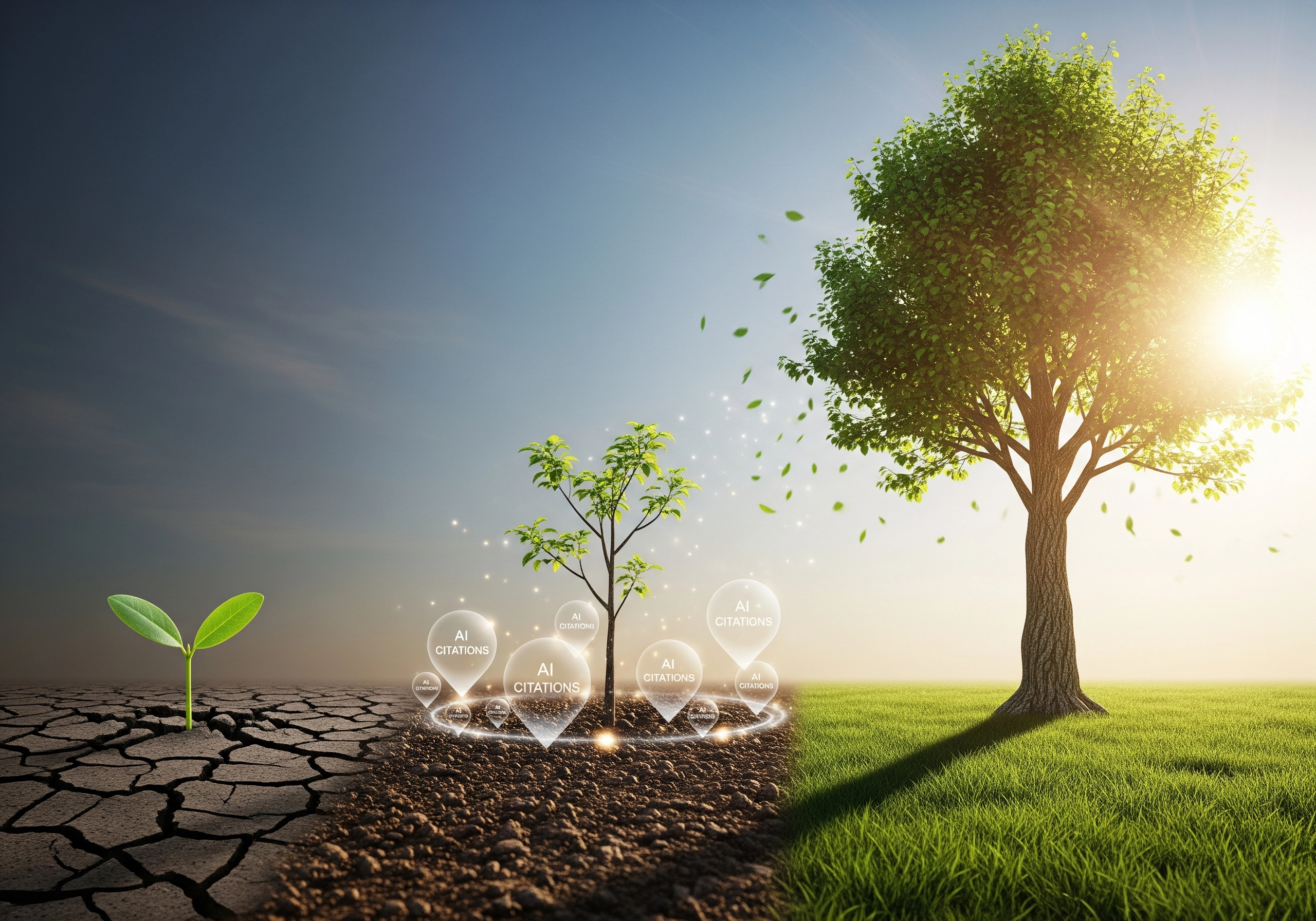 AI citations nurture plant growth, representing organic growth with AI SEO tools.