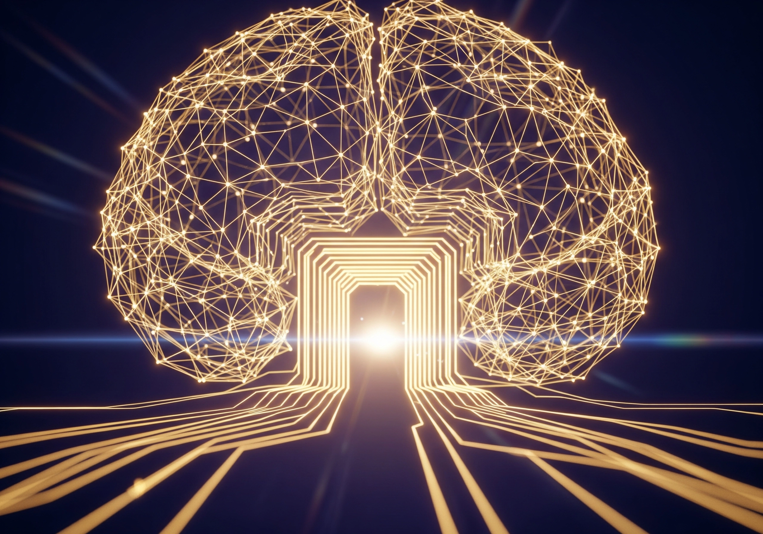 Digital brain with circuit pathways, representing AI for SEO blog content creation.