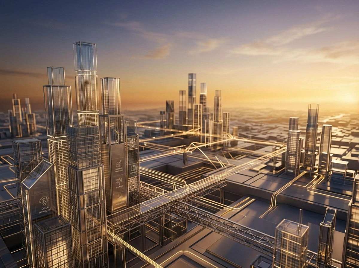 Futuristic city skyline representing how to use AI to generate blog post content effectively.