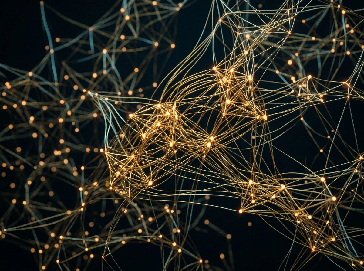 Abstract digital network representing an advanced seo ai writer and data connectivity.