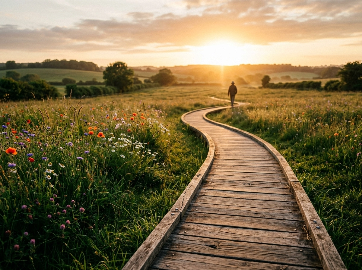 A person walking on a path, representing organic traffic growth with an ai seo blog writer.