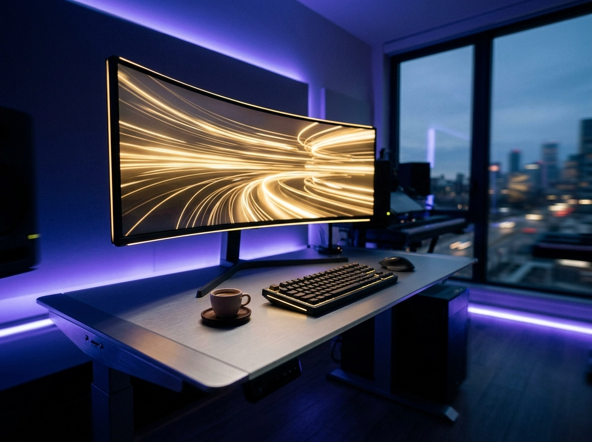 A sleek workstation using an seo content generator to boost organic traffic growth.