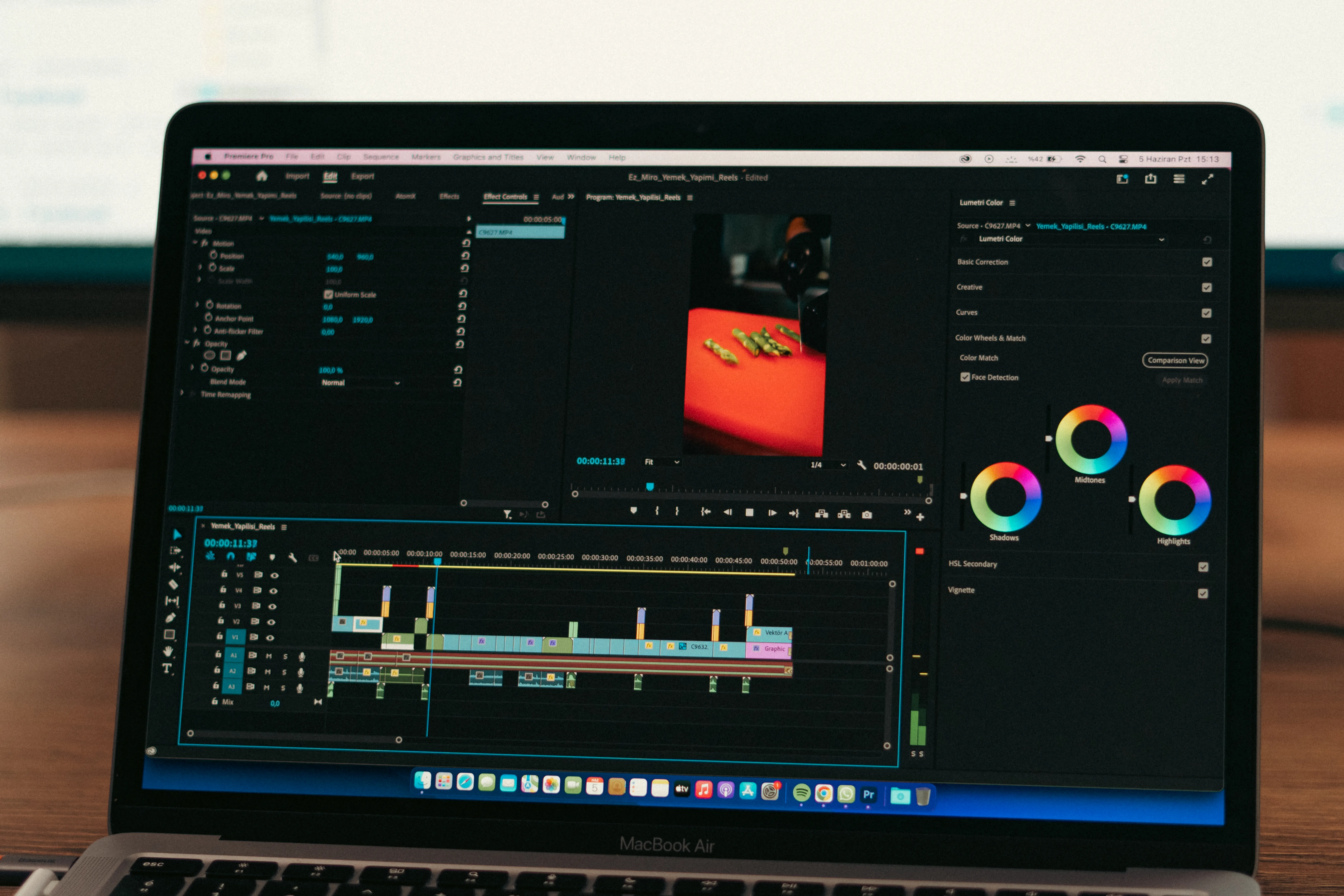 professional editing laptop screen