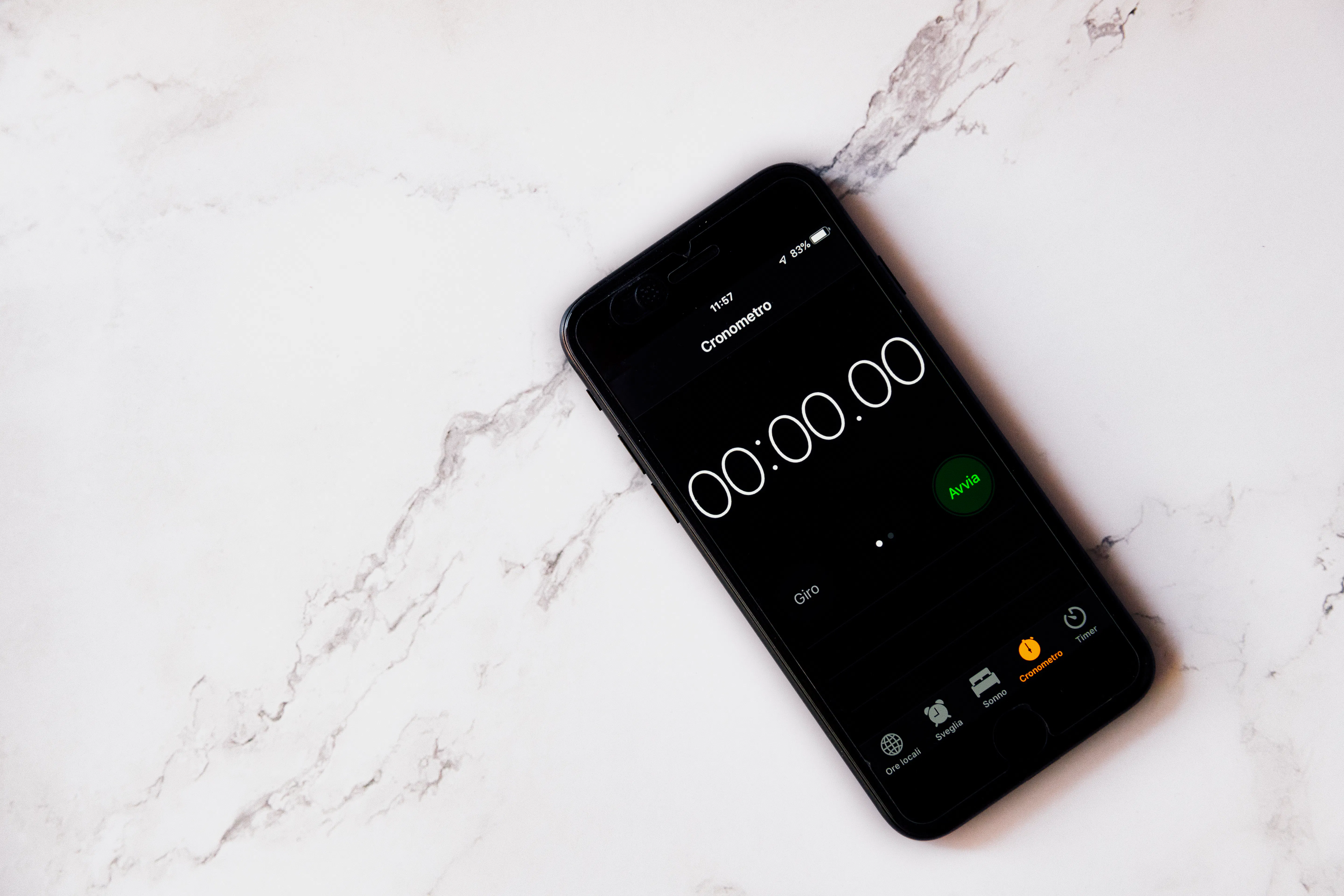 A smartphone stopwatch app showing how an automated blog post creator improves content creation speed.