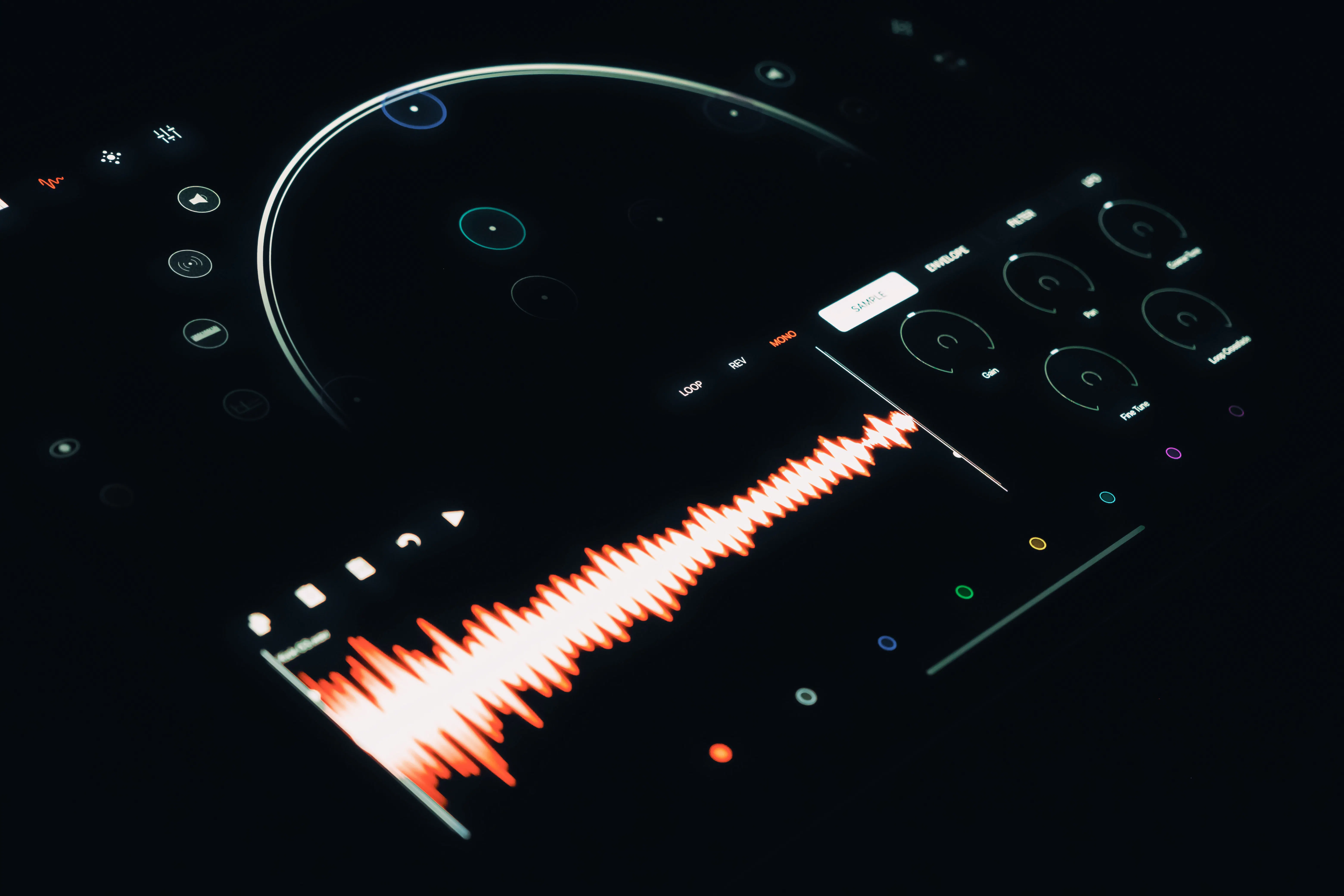 A digital audio interface screen, representing the precision of the best AI writing tools for content.