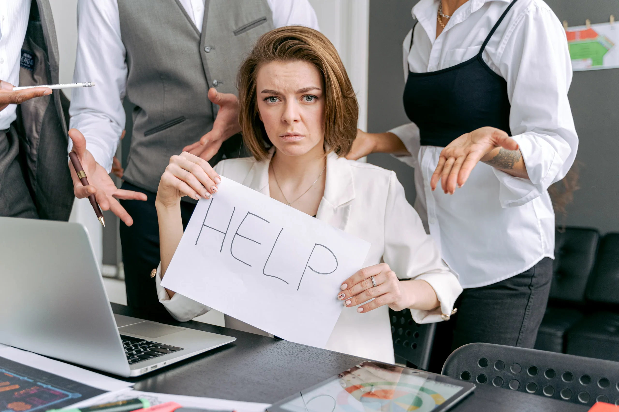 Stressed marketer needing an automated content marketing tool for efficiency.