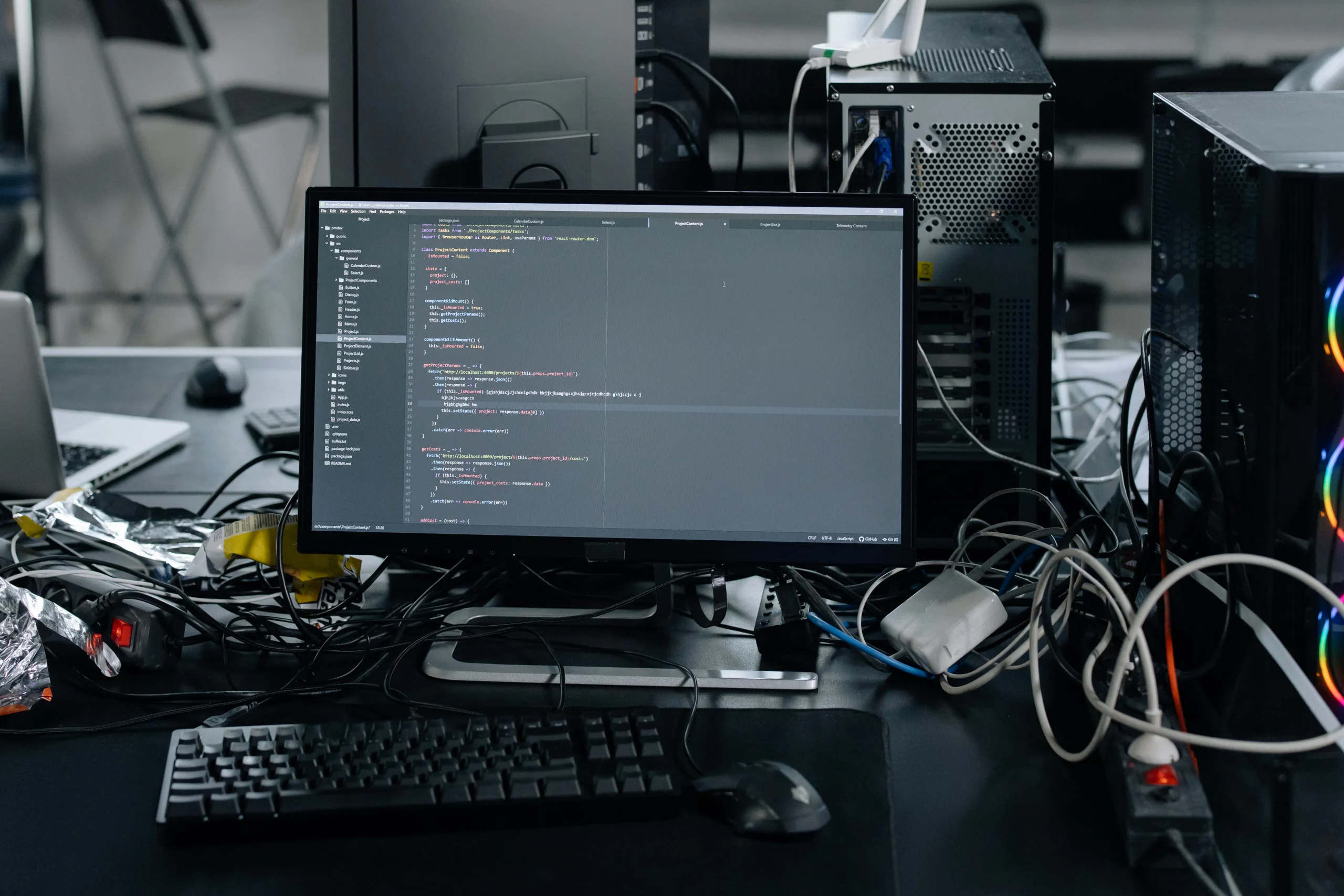 A computer screen showing code, representing an AI writing assistant for marketers.