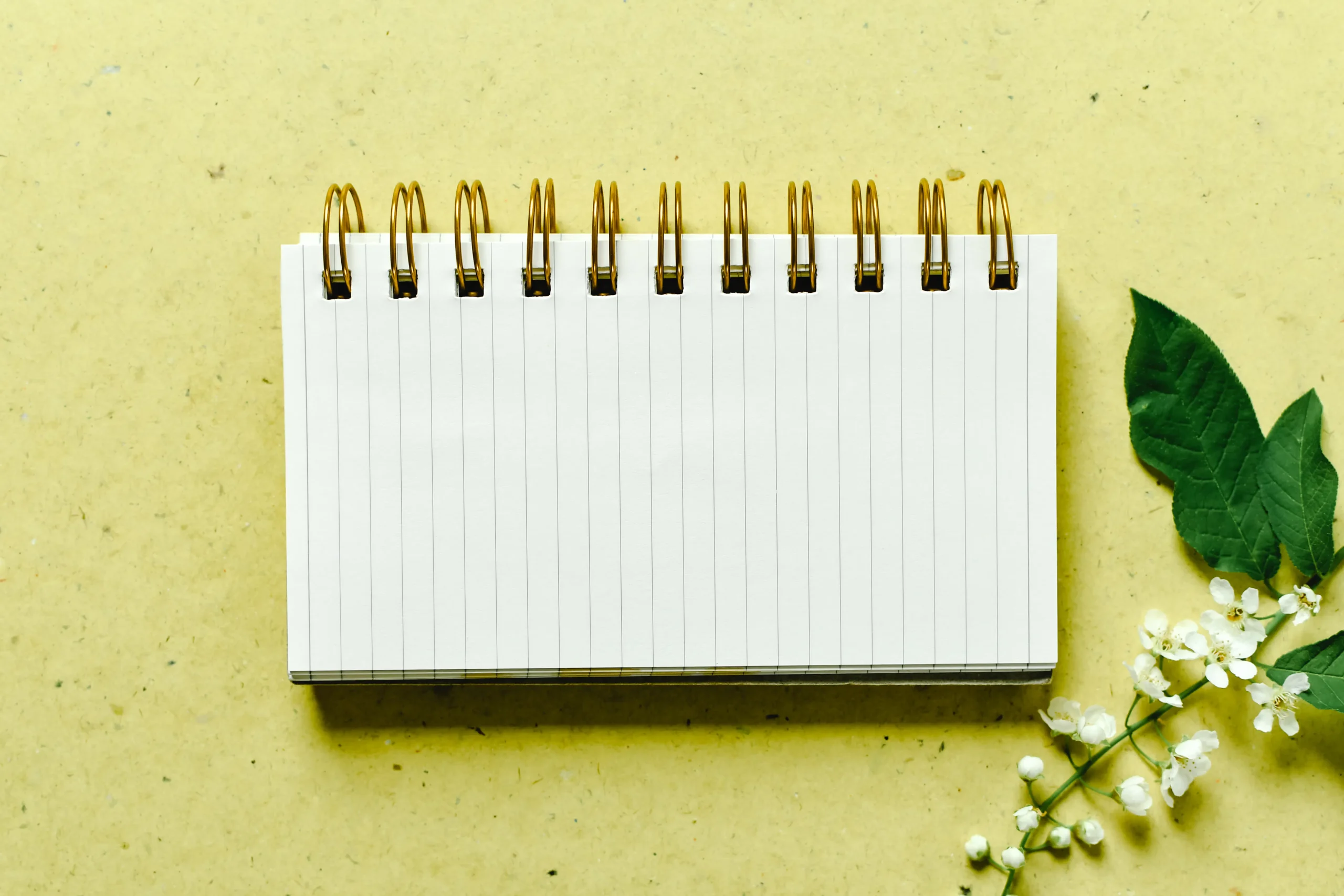 An empty notebook for planning content creation workflow and streamlining blog production tasks.