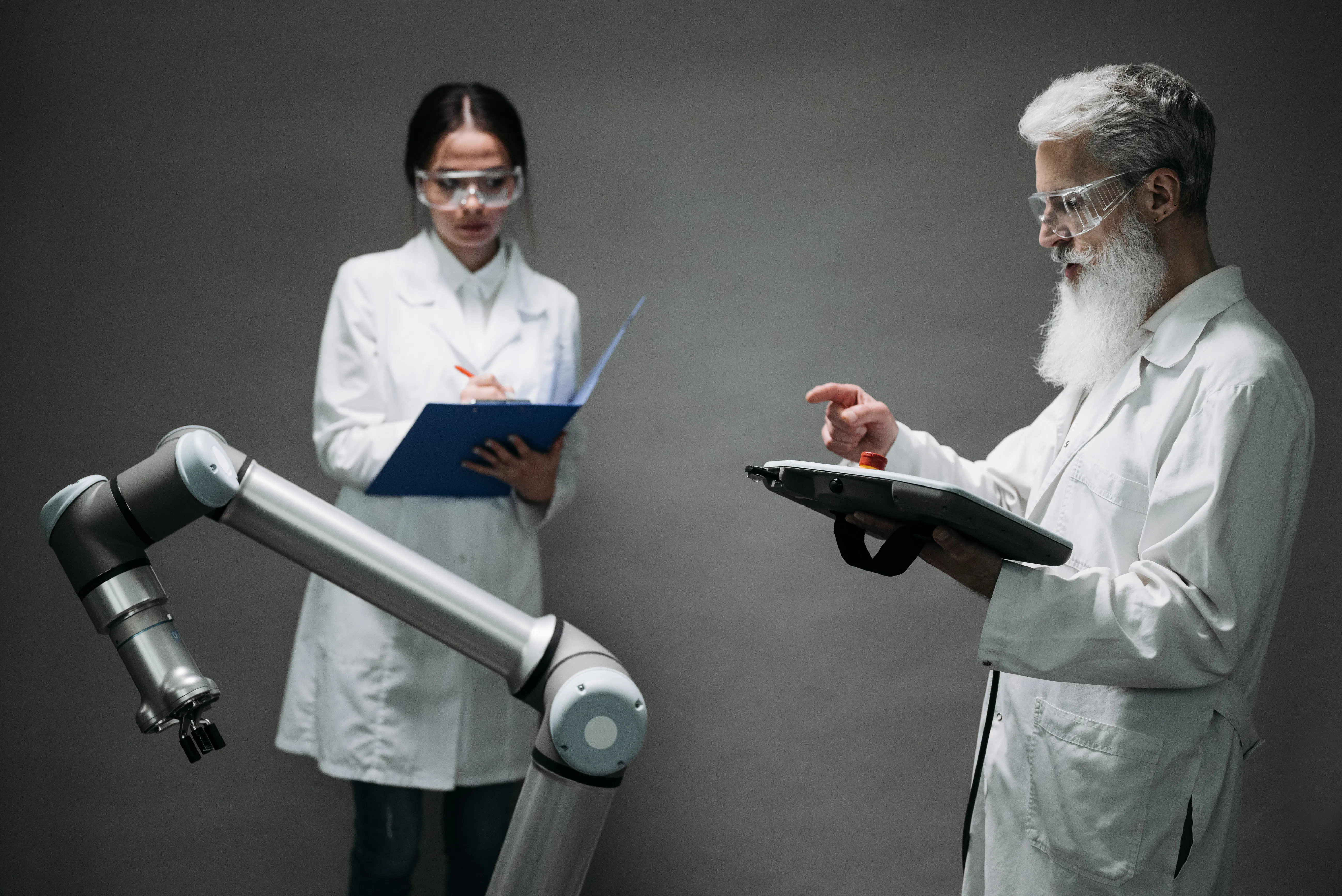 human working with robot