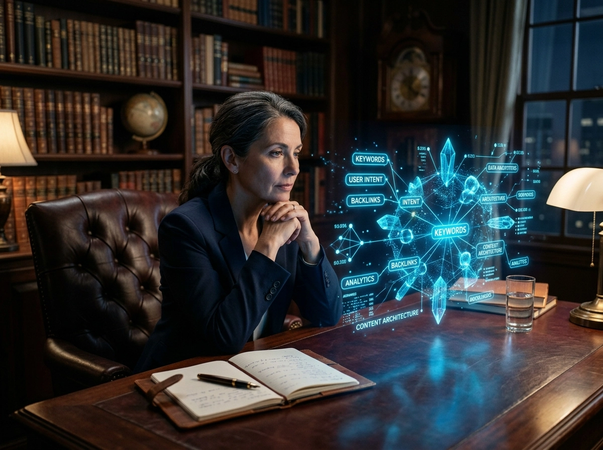 A strategist using specialized AI writers to analyze long-tail keyword targeting and content architecture.