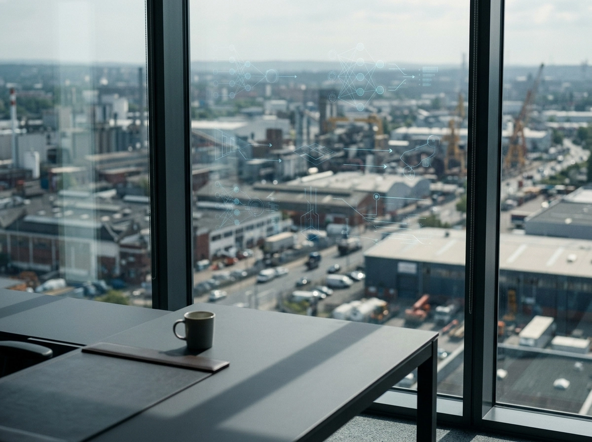 Office view with AI writing software diagrams for scaling content production.