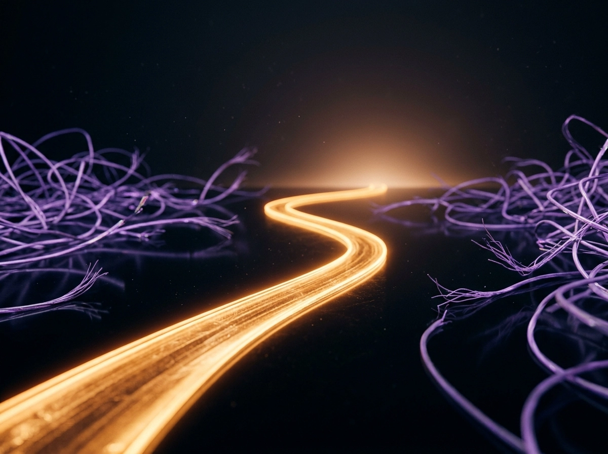 Glowing path representing automated blog content and Google ranking factors.