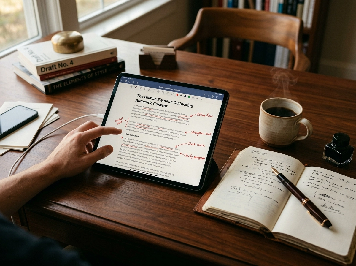 Editing an AI article generator draft to improve readability and flow for better user engagement metrics.