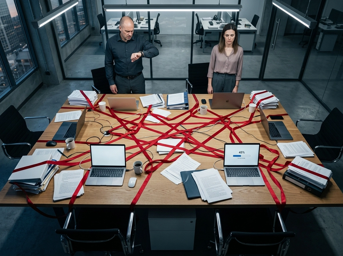 Stressed team struggling with manual SEO content operations and inefficient workflow automation.