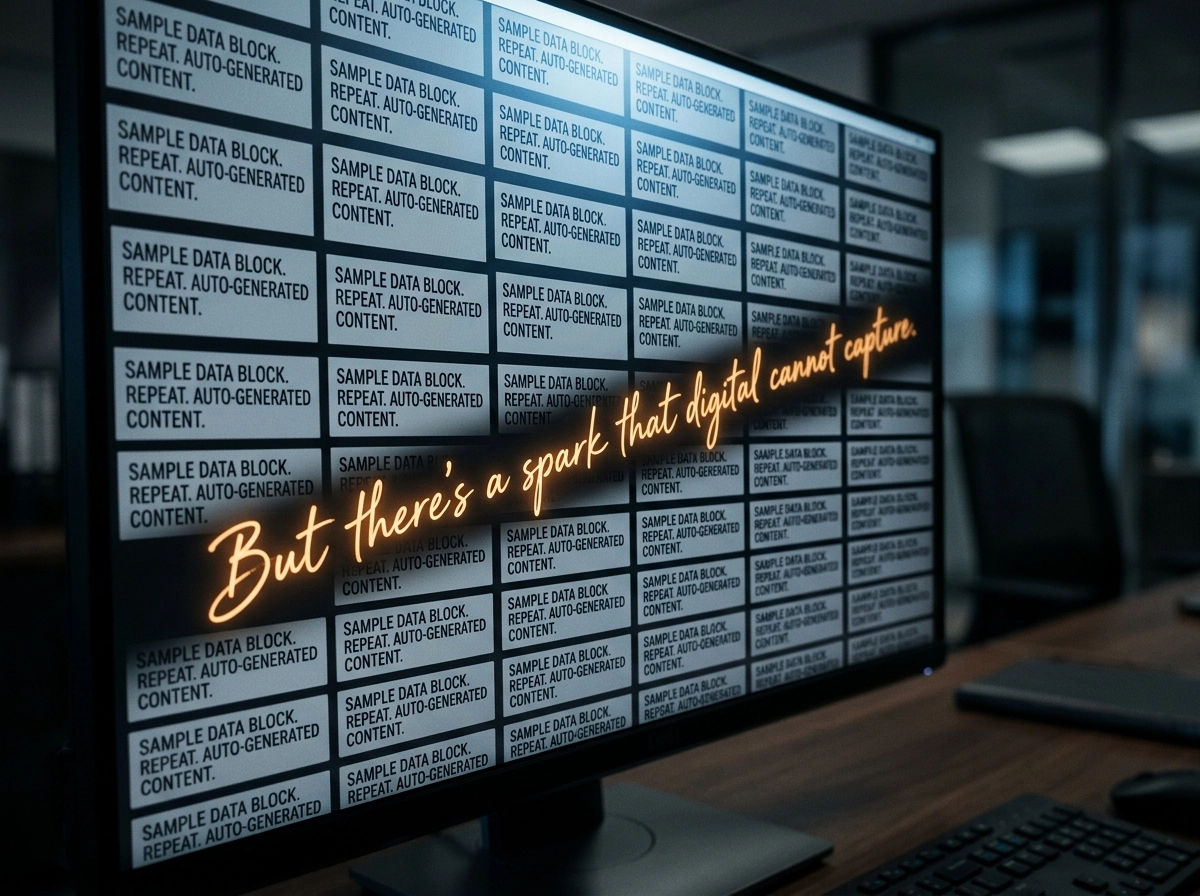 Screen showing repetitive AI content, highlighting the need for quality in AI blog writing platforms.