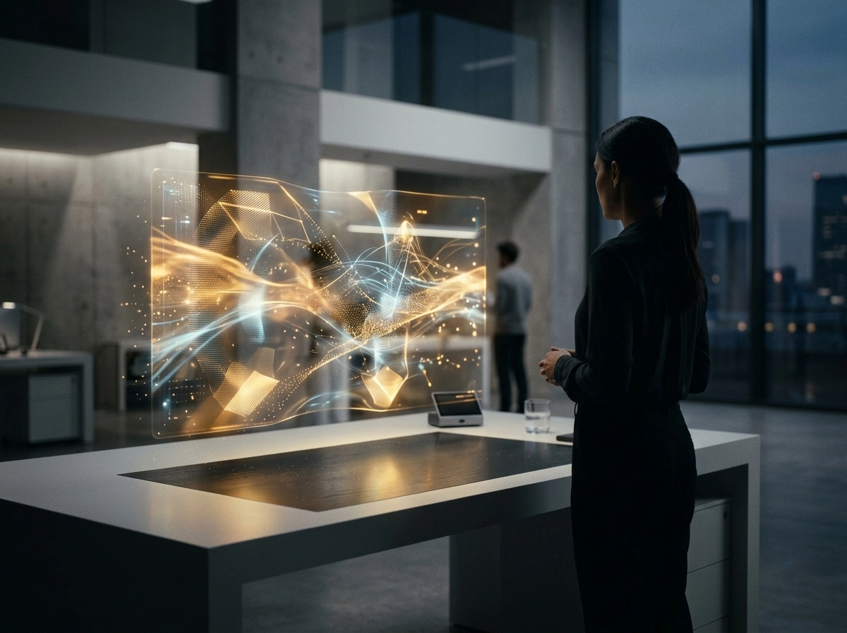 Woman using best AI writing tools to boost user engagement and reader retention in a modern office.