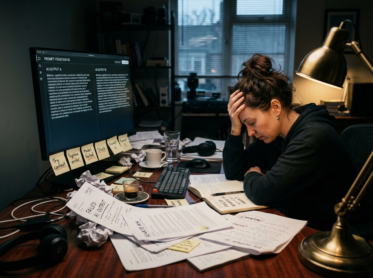 Frustrated user struggling with automated writing software, highlighting the need for better AI content tools.