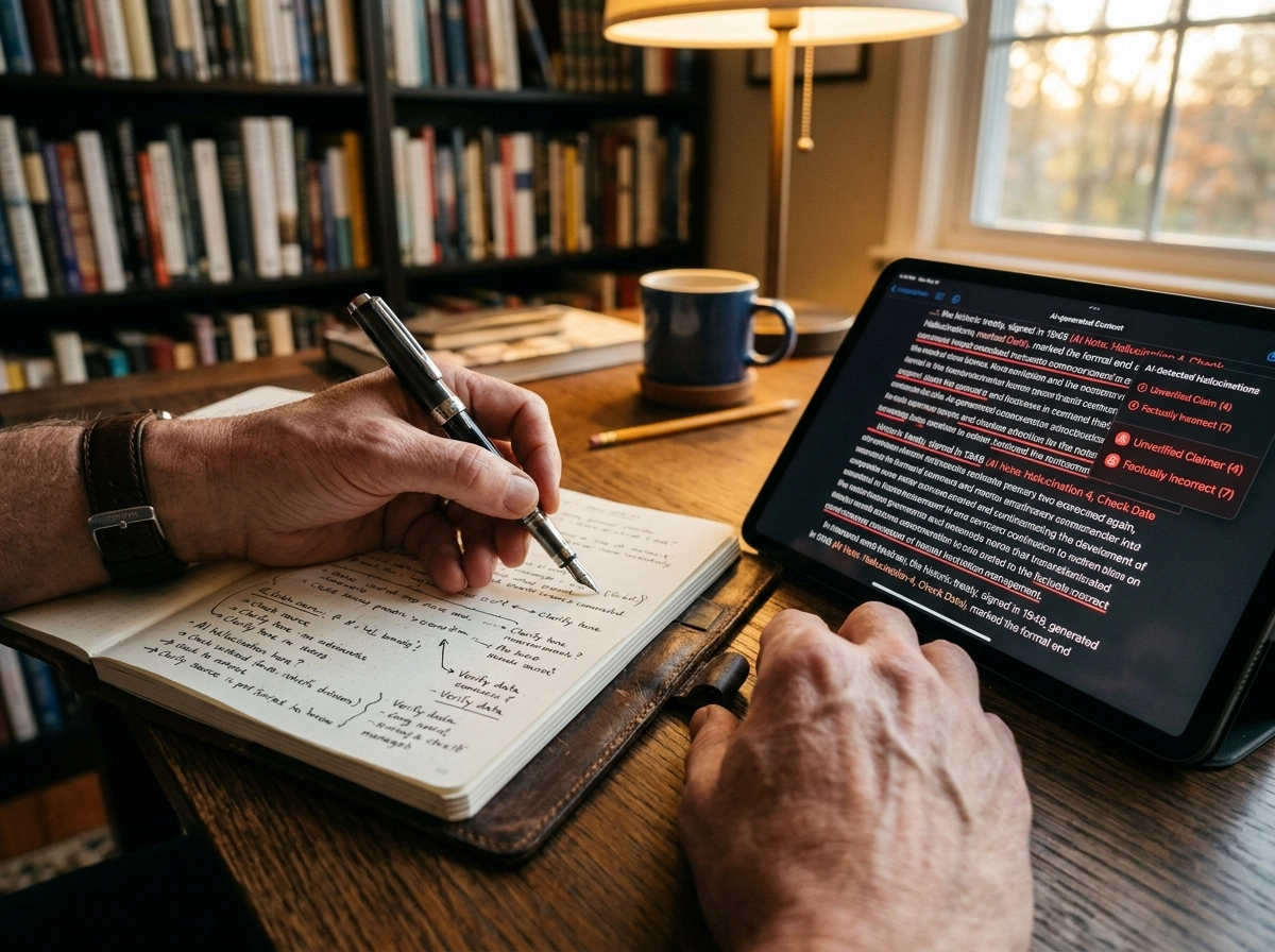 Person using an AI powered blog writer to edit content and improve SEO content performance.