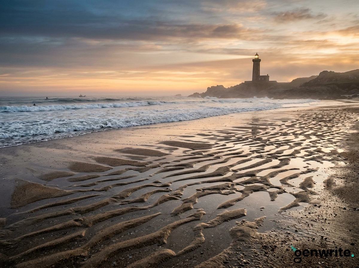 Lighthouse at sunset, guiding marketing strategy beyond automated marketing copy and AI tools.