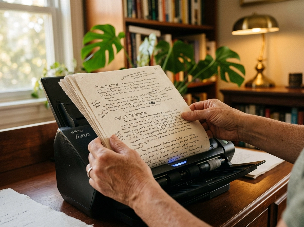Hands editing handwritten notes for seo content personalization techniques.
