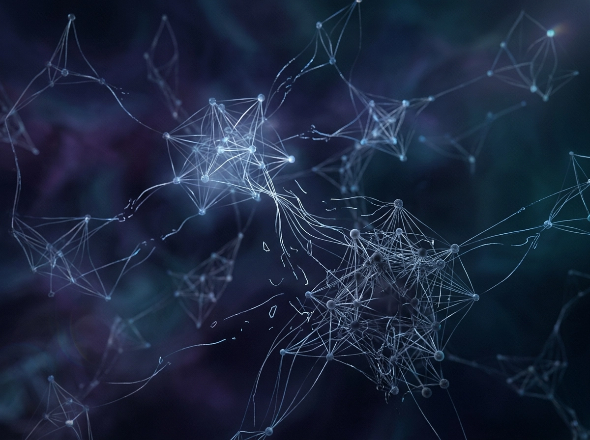 Abstract neural network visualization representing semantic search intent in AI copywriting platforms.
