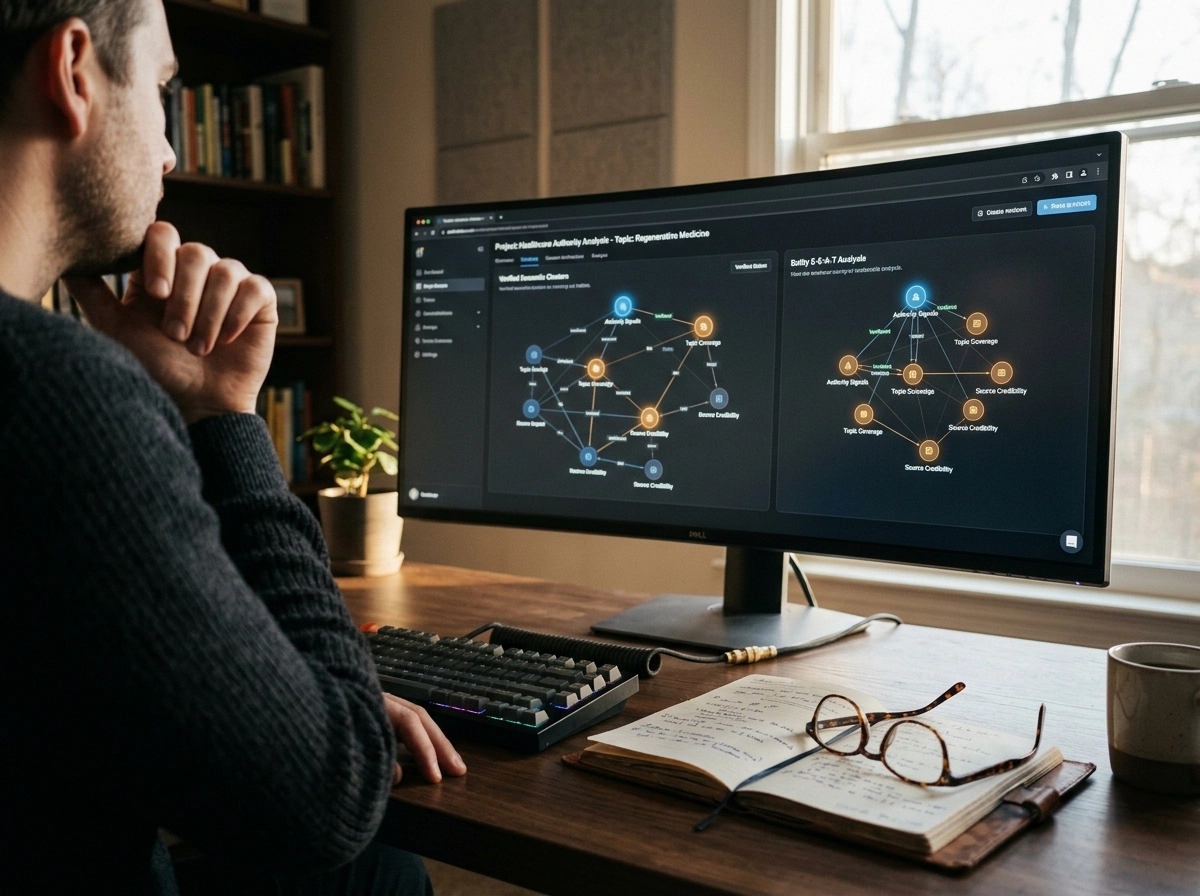 A professional using a semantic seo writing assistant to improve content creation budget efficiency.