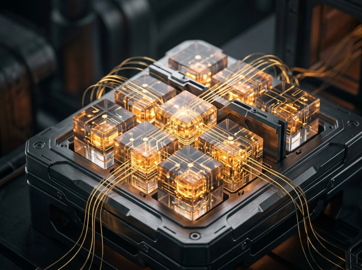 Glowing cubes representing a smart content generator and AI writer tool.