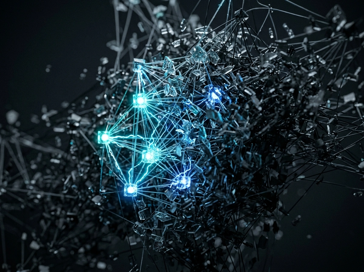 Abstract digital network representing our advanced ai content marketing tool and data connections.
