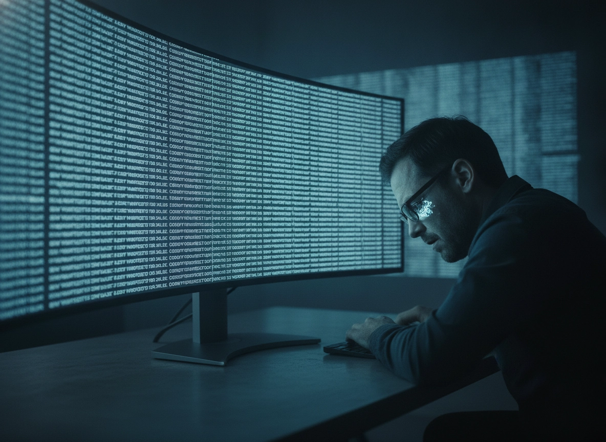 Developer using an AI SEO writing assistant to optimize content.