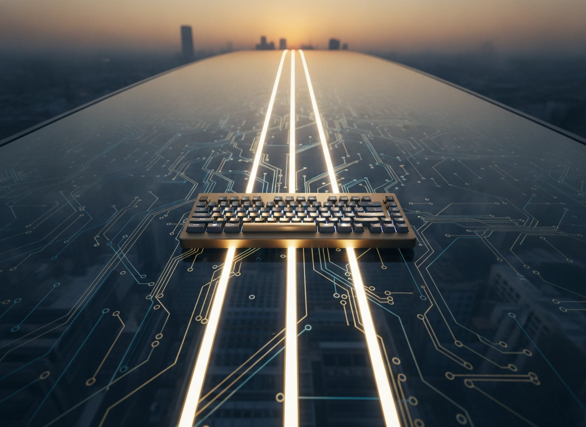 A keyboard on a circuit board surface representing an SEO friendly content generator.