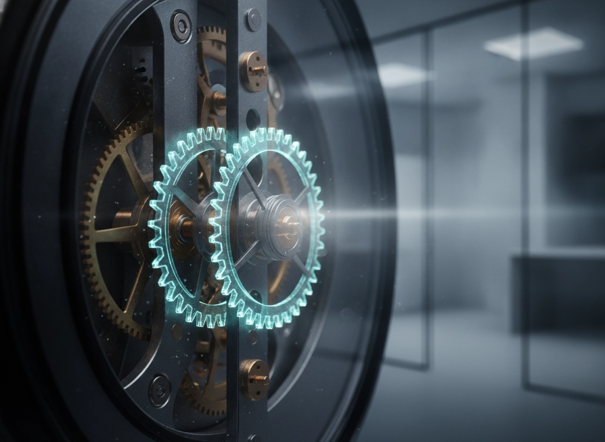 Close-up of clockwork gears, symbolizing an efficient AI content generation workflow.