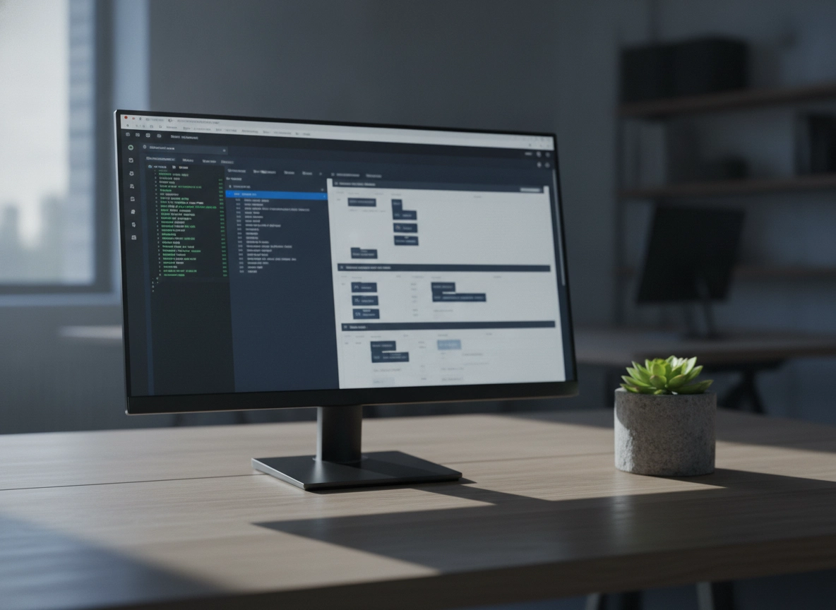 A computer monitor displaying an seo automation platform dashboard for efficient seo workflow automation.
