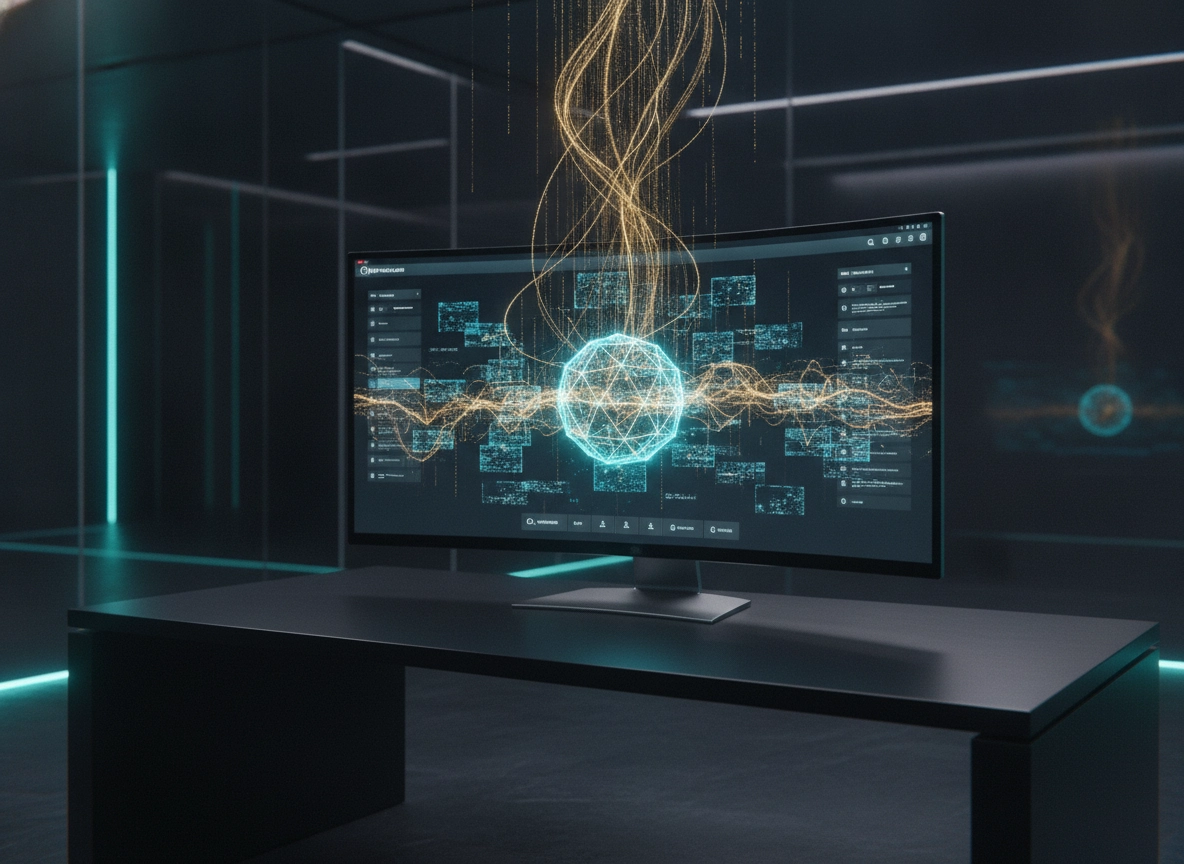 A computer monitor displaying data, showcasing an AI SEO content generator for content writing automation.
