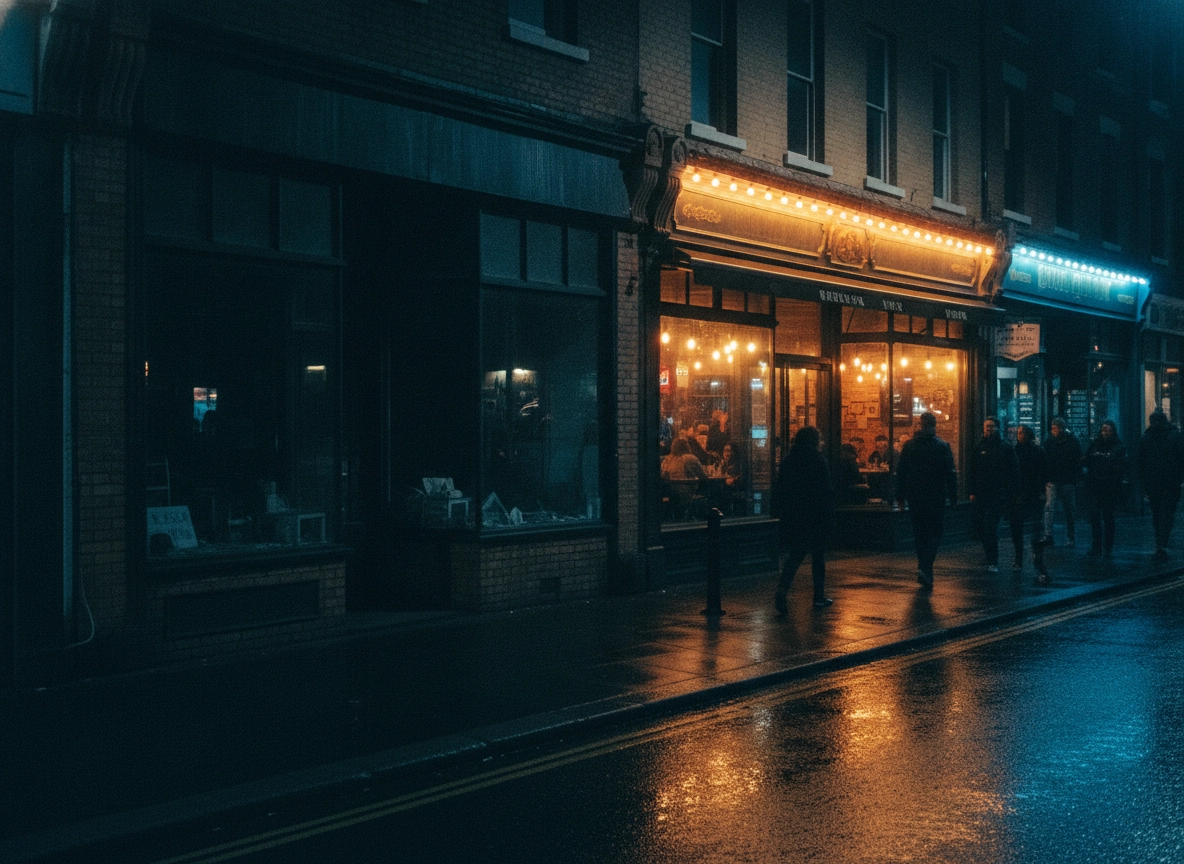 A storefront at night, highlighting the importance of Google My Business optimization for local shops.