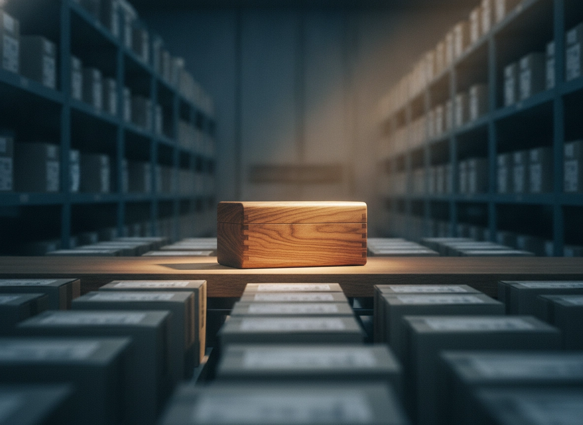 A wooden box in a warehouse, representing hidden SEO agency fees in digital marketing budget planning.