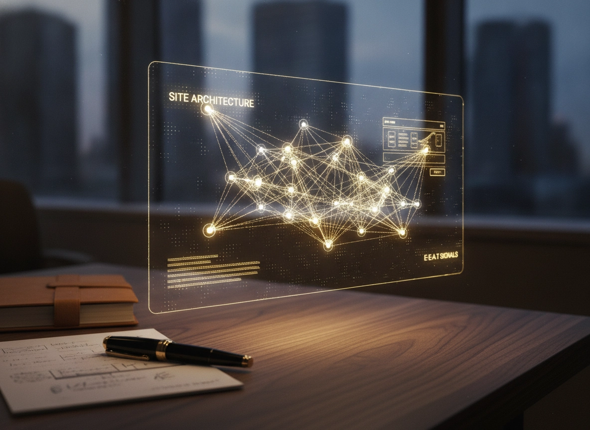 Holographic site architecture display, a key ranking factor for business SEO.