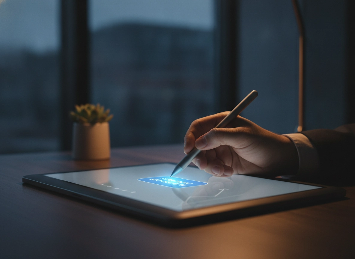 Hand using stylus on tablet for professional seo assistance and digital marketing investment.