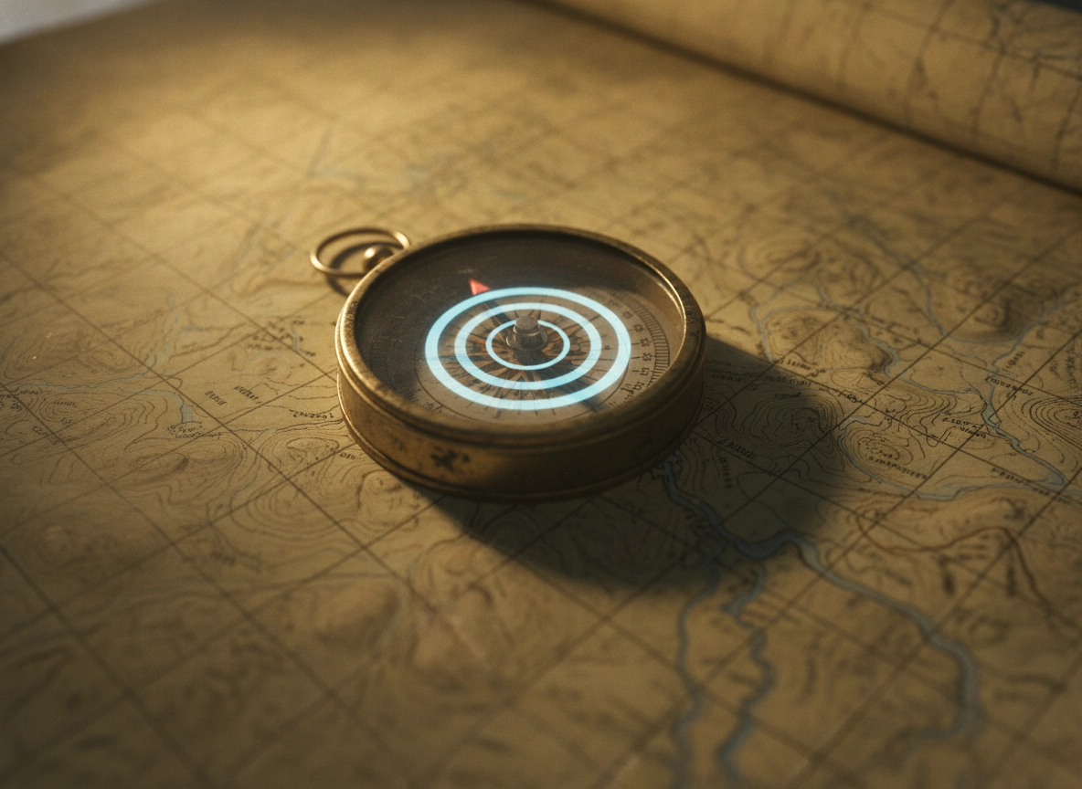 Vintage compass on a map, representing navigation through the Google maps algorithm for local SEO.