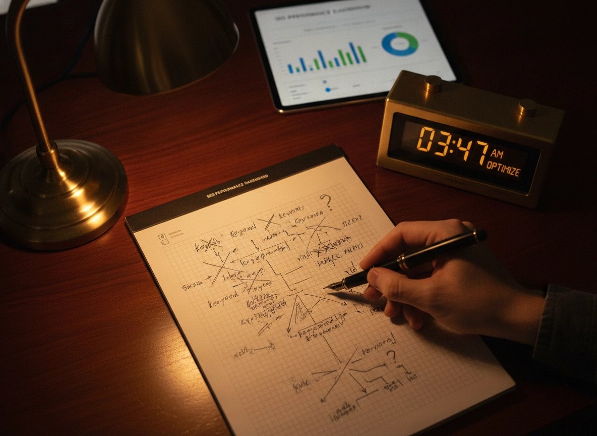 Hand sketching a search rankings strategy, highlighting the value of a professional SEO agency.