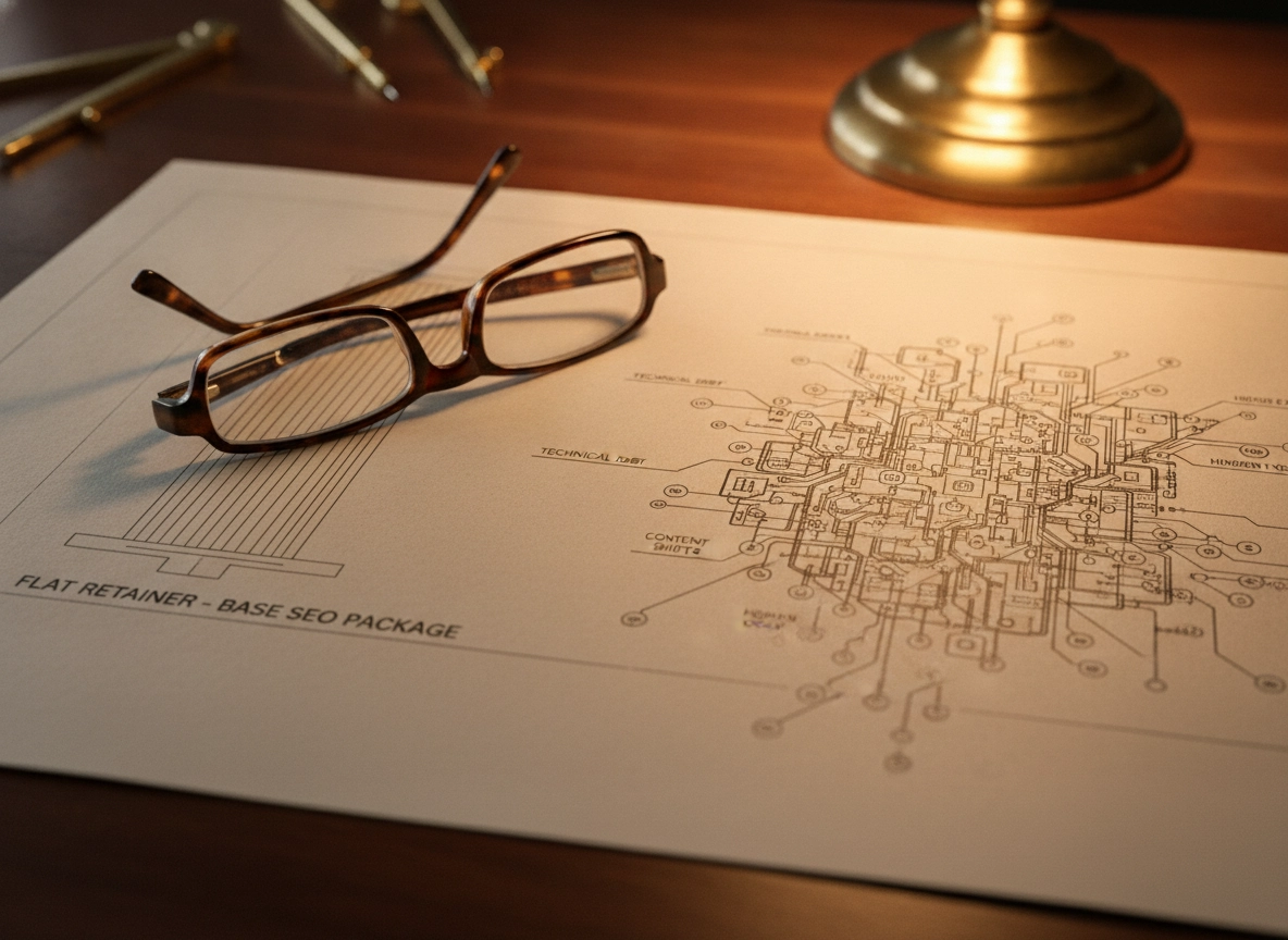A technical blueprint for a base SEO package, illustrating complex agency pricing models.