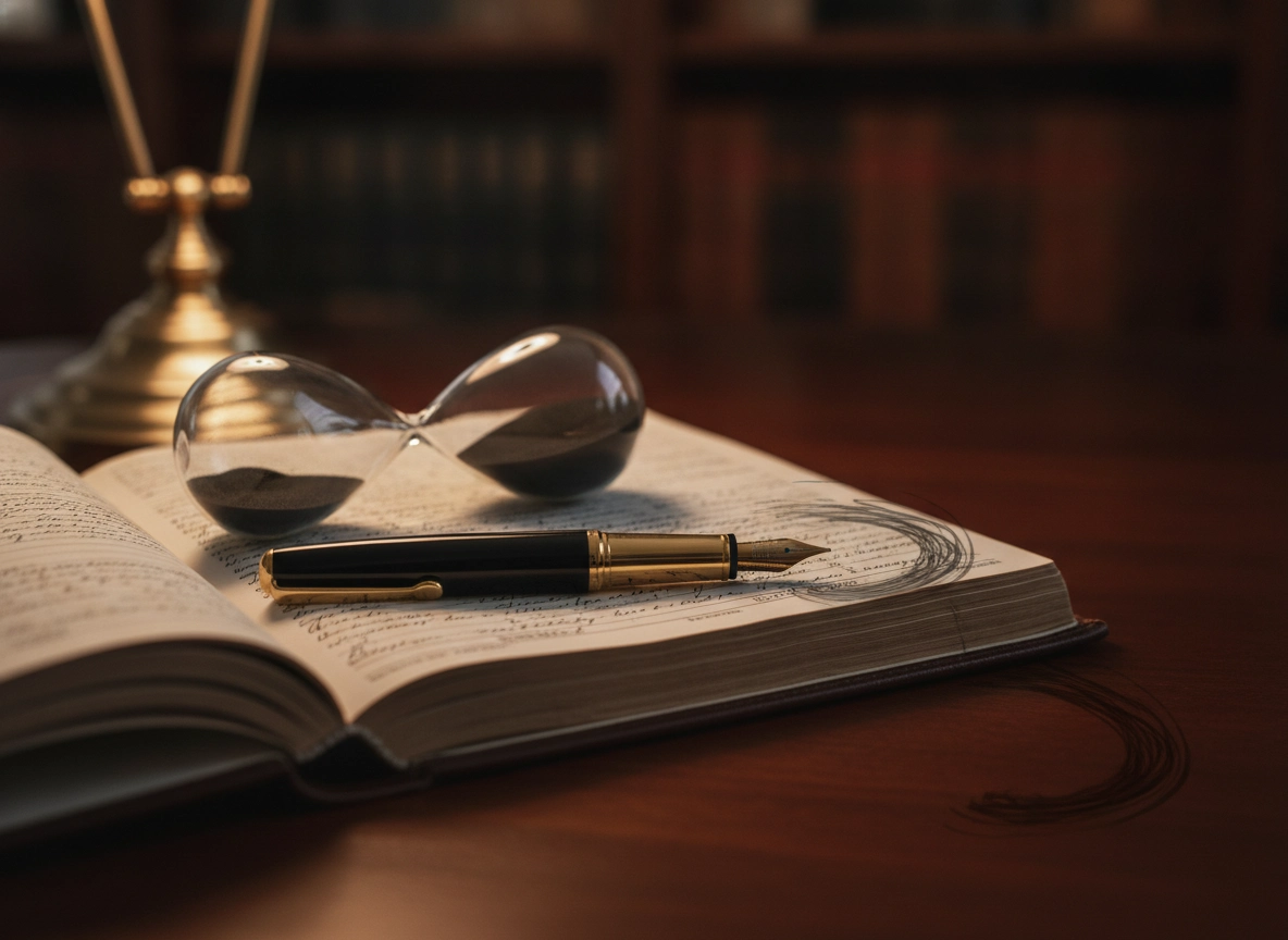 Hourglass and pen on a contract, representing unexpected SEO expenses and SEO optimization cost.