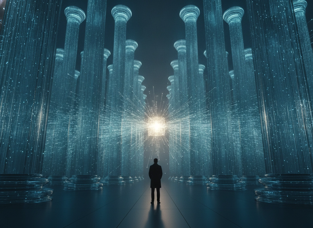 Digital hall of pillars showing modern seo strategies 2026 and automated blog software capabilities.