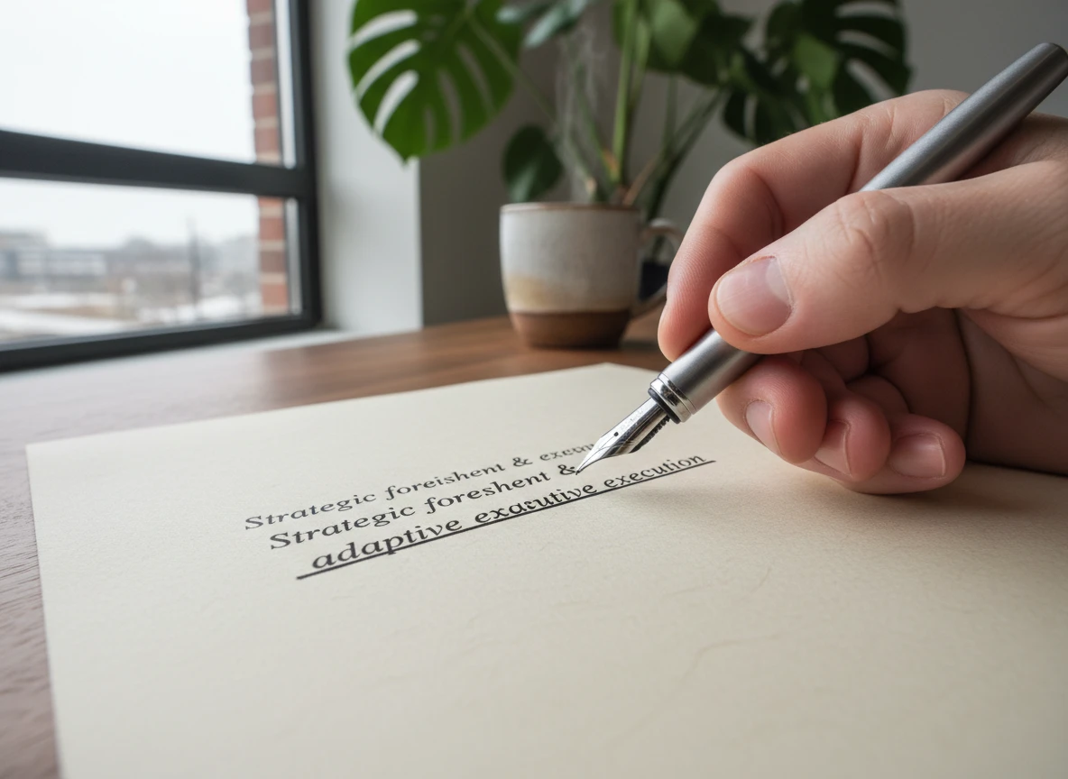 A hand using a pen to edit text on paper for seo optimisation and content generation.