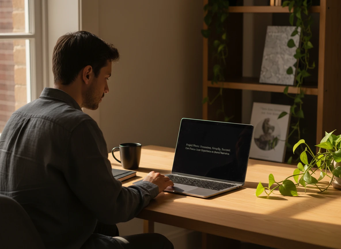 A man working on website optimization using a laptop during a content strategy session.